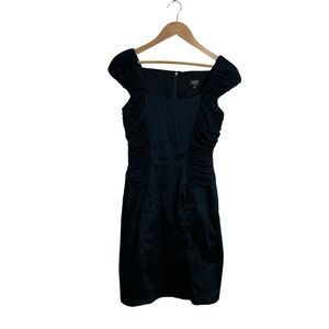Tadashi Collection Size 6 Navy Ruched Cocktail Sheath Dress Quiet Luxury Classic